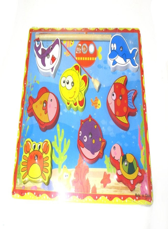 Quasar Wooden Magnetic Fishing Sea Animals Cartoon Shape Game Educational Non Toxic Eco-Friendly Function Fish catching Game for Kids Best for Gift - Multicolor (Magnetic Fish Game 2) - Image 2
